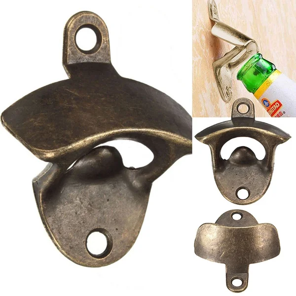 

Kitchen Bottle Open Wall Mount Opener Rustic Beer Bronze Cast Iron Decorator Decorative Wall-Mounted Corkscrew Kitchen Gadgets