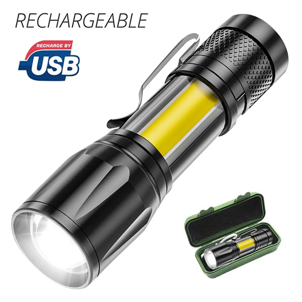 XPE COB светодиодный USB Перезаряжаемый Портативный Телескопический масштабируемый