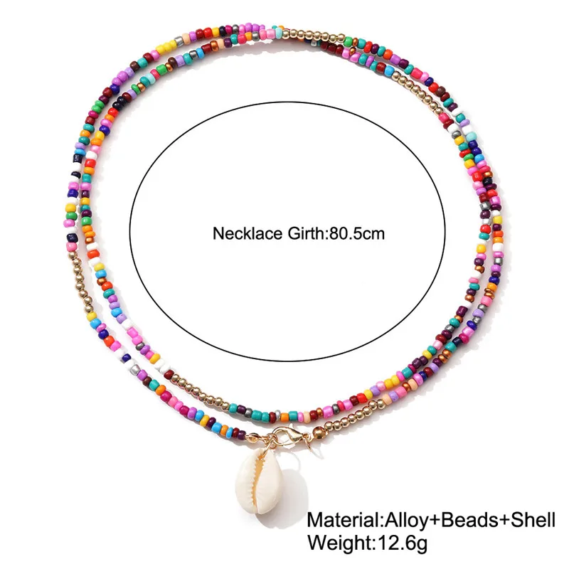 Женское богемное ожерелье с цветными бусинами и ракушками | Украшения аксессуары