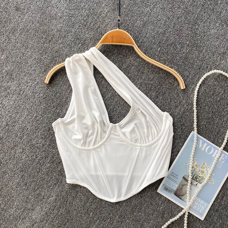 Ins Fashion Women's Crop Top 2021 Summer Sexy Halter V-neck Sleeveless Corset Tops White Black Slim Fit Backless Club Tank Top 
Ins Fashion Women's Crop Top 2021 Summer Sexy Halter V-neck Sleeveless Corset Tops White Black Slim Fit Backless Club Tank Top