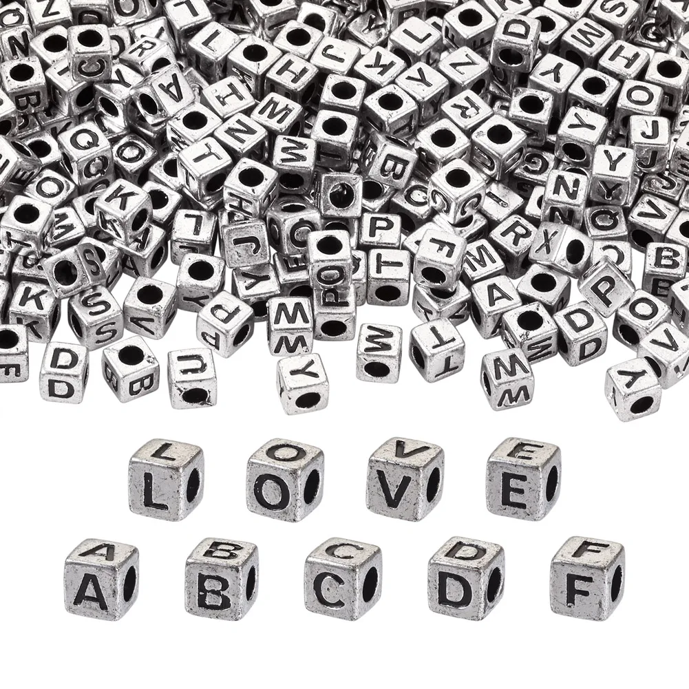 

1000pcs/Bag Plating Acrylic Enamel Beads Cube with Letter A~Z Beads for Bracelet Necklace DIY Jewelry Making Decor Accessories