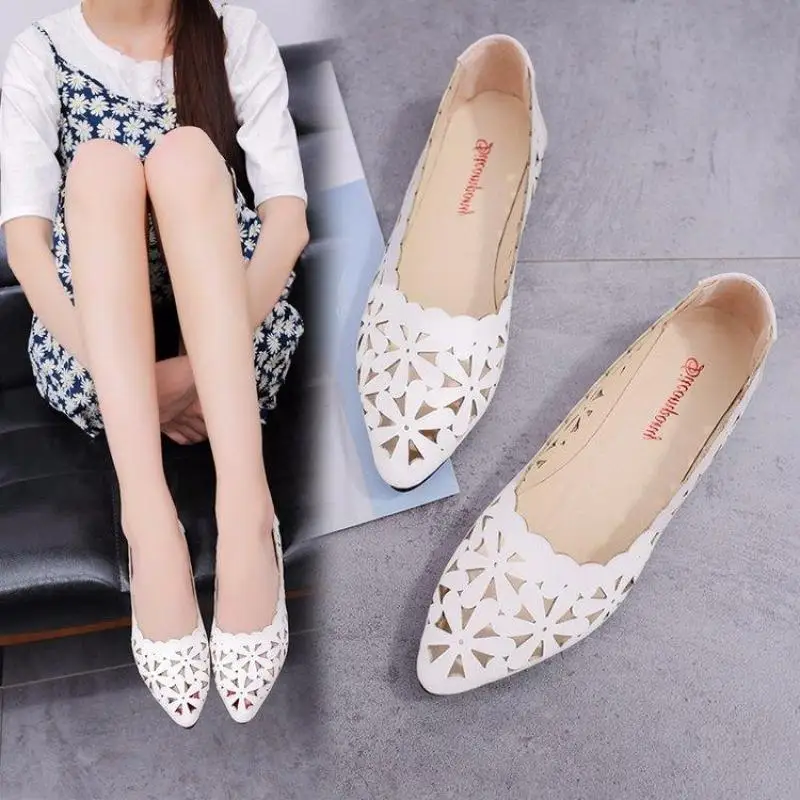 

New Style Hollow out Breathable WOMEN'S Shoes in Her Pregnant Women Large Size Flat Heel Flat Keel Thin Shoes Female lykj-yx