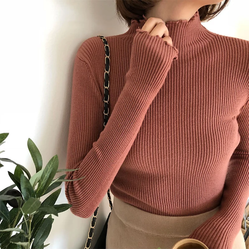 2021 Autumn Winter Sweater Women Knitted Ribbed Pullover Sweater Long Sleeve Ruffles Turtleneck Slim Jumper Soft Warm Pull Femme
2021 Autumn Winter Sweater Women Knitted Ribbed Pullover Sweater Long Sleeve Ruffles Turtleneck Slim Jumper Soft Warm Pull Femme