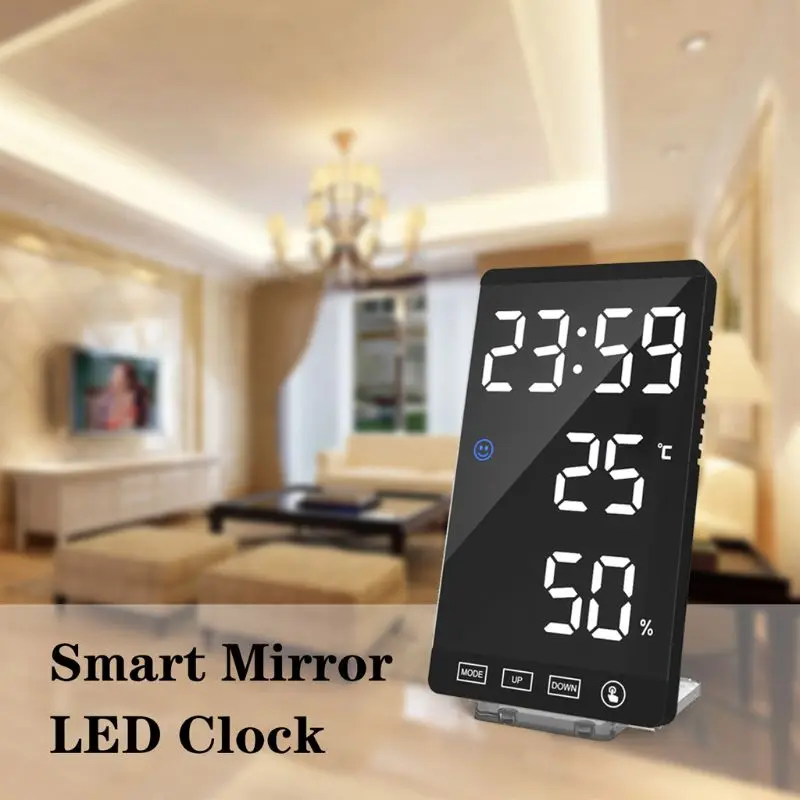 Creative LED Digital Time Alarm Clock Night Light Thermometer Hygrometer Display Mirror
Creative LED Digital Time Alarm Clock Night Light Thermometer Hygrometer Display Mirror