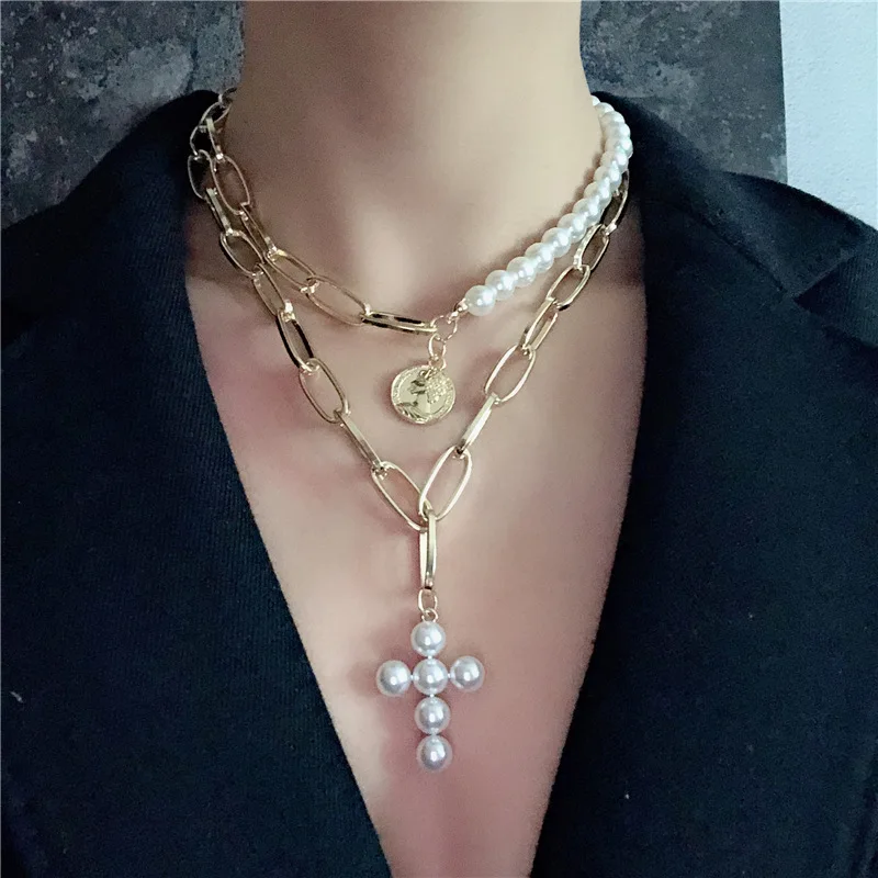 2019 retro Simulated pearl cross Coin Statement Pendant Necklace personality short Choker neck chain accessories colier femme
2019 retro Simulated pearl cross Coin Statement Pendant Necklace personality short Choker neck chain accessories colier femme