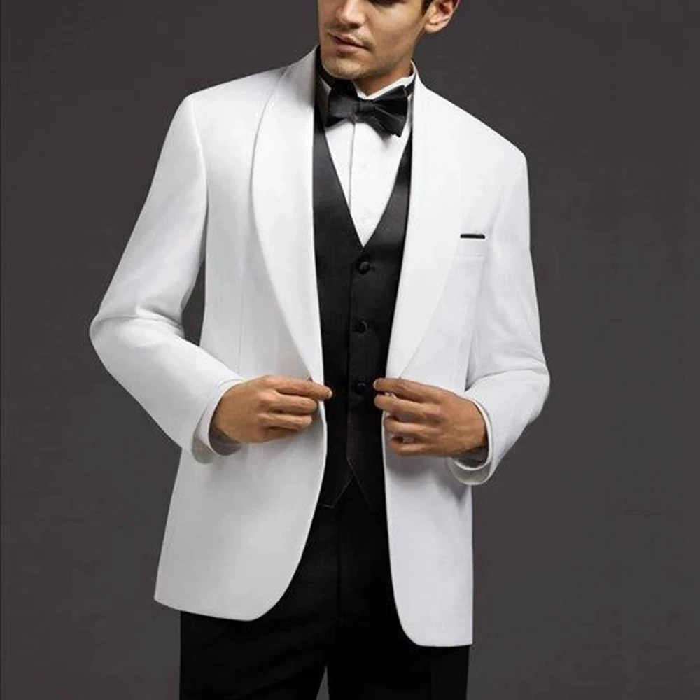 2021 Gentleman White Men Tuxedo Jacket Black Vest Pants Wedding Suit Groom Prom Best Man Blazer 3 Pcs(Jacket+Pants+Vest)
2021 Gentleman White Men Tuxedo Jacket Black Vest Pants Wedding Suit Groom Prom Best Man Blazer 3 Pcs(Jacket+Pants+Vest)