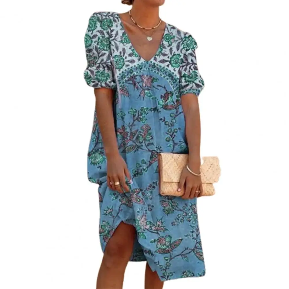 Summer Dress Women V Neck Puff Sleeve Floral Print Wide Hem Female Ladies Loose Plus Size Summer Bohemian Dress Streetwear 2021
Summer Dress Women V Neck Puff Sleeve Floral Print Wide Hem Female Ladies Loose Plus Size Summer Bohemian Dress Streetwear 2021