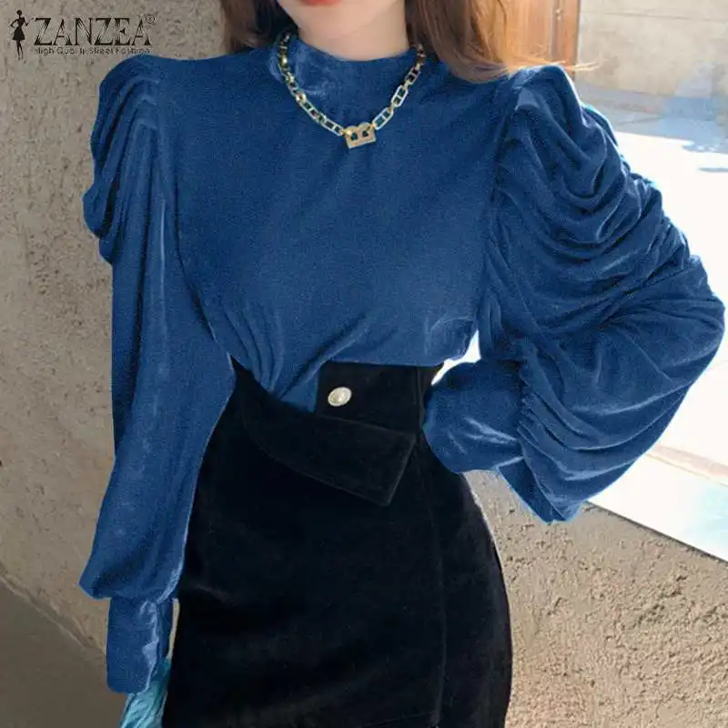 ZANZEA Elegant Solid Tops Autumn Oversize Long Sleeve Blusas 2022 Fashion OL Shirt Party Turtleneck Chemise Women Velvets Blouse
ZANZEA Elegant Solid Tops Autumn Oversize Long Sleeve Blusas 2022 Fashion OL Shirt Party Turtleneck Chemise Women Velvets Blouse