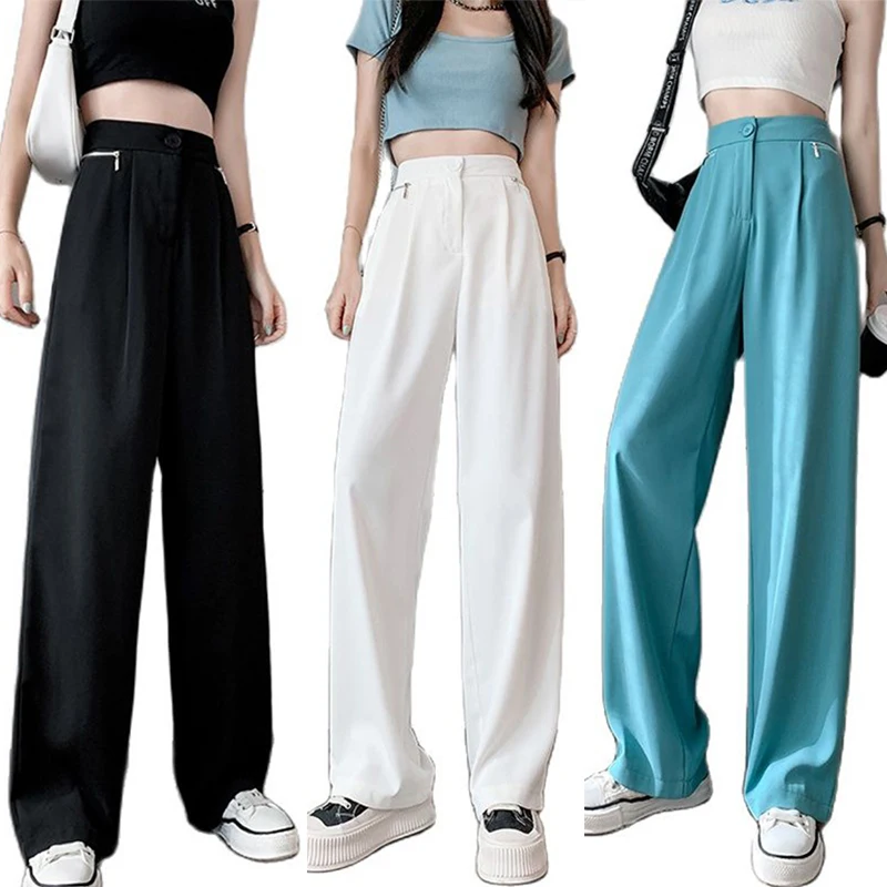 Fashion high waist trousers women 2021 new summer thin section loose and thin straight wide leg pants casual suit pants
Fashion high waist trousers women 2021 new summer thin section loose and thin straight wide leg pants casual suit pants