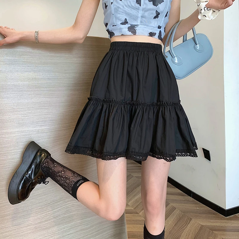 White Ruffles Lace Stitching Mini Skirt Women's 2021 Summer Black Slim High Waist Ball Gown A-line Skirt
White Ruffles Lace Stitching Mini Skirt Women's 2021 Summer Black Slim High Waist Ball Gown A-line Skirt