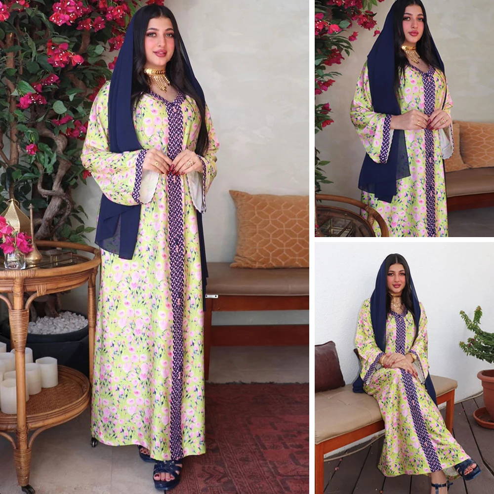 Muslim Women Floral Print Long Dress Arabic Abaya Islamic Clothing Caftan Dubai Turkey Middle East Ramadan V-neck Robe Gown New
Muslim Women Floral Print Long Dress Arabic Abaya Islamic Clothing Caftan Dubai Turkey Middle East Ramadan V-neck Robe Gown New