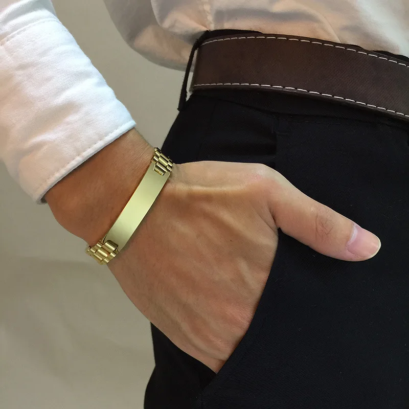 Men's fashion jewelry can be engraved stainless steel curved brand bracelet
Men's fashion jewelry can be engraved stainless steel curved brand bracelet