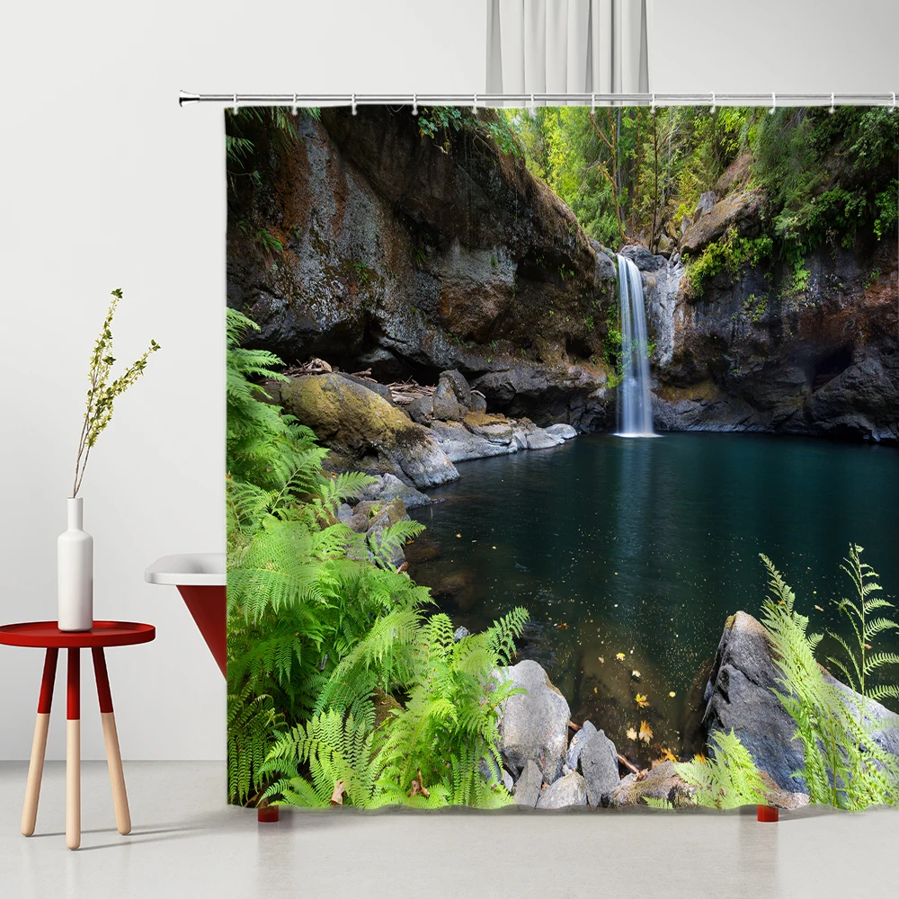 Natural Scenery Shower Curtains 3D Forest Waterfall Cliff Tropical Plant Landscape Bathroom Decor Polyester Washable Bath Screen
Natural Scenery Shower Curtains 3D Forest Waterfall Cliff Tropical Plant Landscape Bathroom Decor Polyester Washable Bath Screen