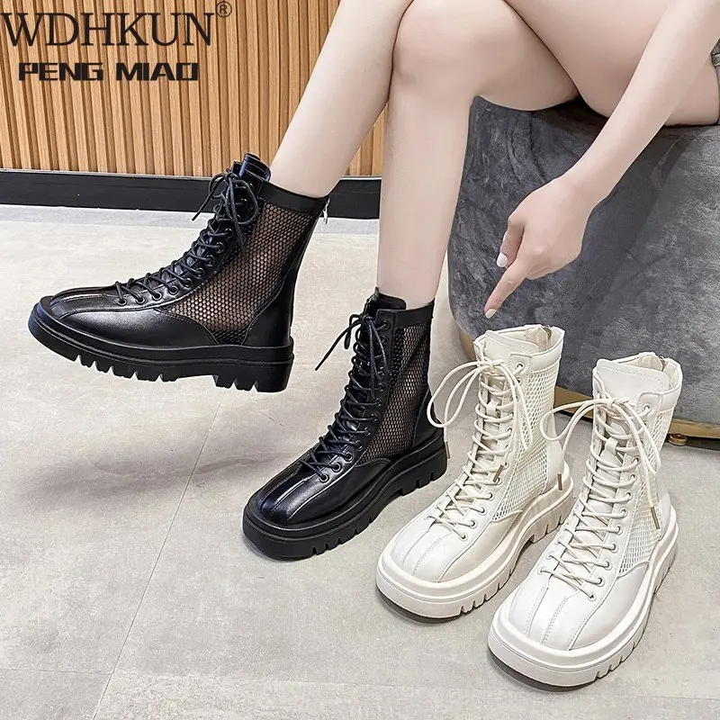 New Fashion Women Back Zipper Platform Boots Thick Bottom Breathable Mid Calf Summer Boots Woman Round Toe Lace Up Shoes
New Fashion Women Back Zipper Platform Boots Thick Bottom Breathable Mid Calf Summer Boots Woman Round Toe Lace Up Shoes