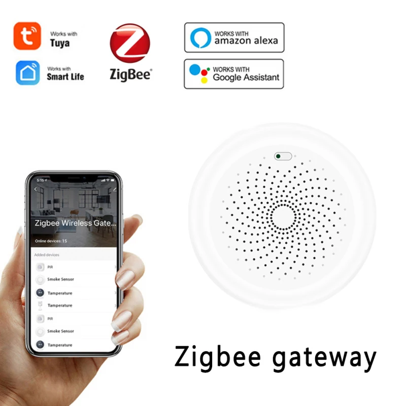 Умный шлюз Tuya Zigbee, беспроводной мост с дистанционным управлением для умного дома, работает с приложением Alexa Google
Умный шлюз Tuya Zigbee, беспроводной мост с дистанционным управлением для умного дома, работает с приложением Alexa Google