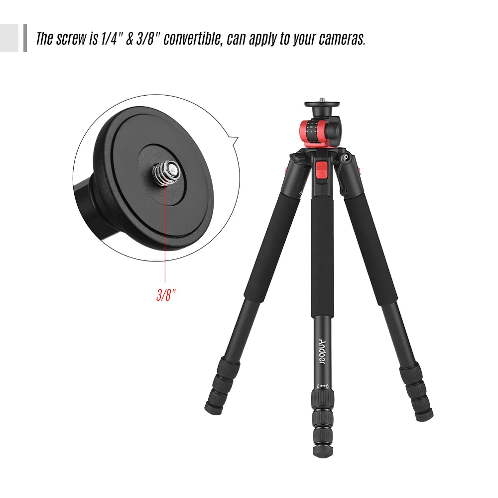 Andoer MPT-284 Professional Aluminum Alloy Tripod 4-Section Tripods Max. Height 172cm Telescopic Bracket for Camera Payload 15kg
Andoer MPT-284 Professional Aluminum Alloy Tripod 4-Section Tripods Max. Height 172cm Telescopic Bracket for Camera Payload 15kg