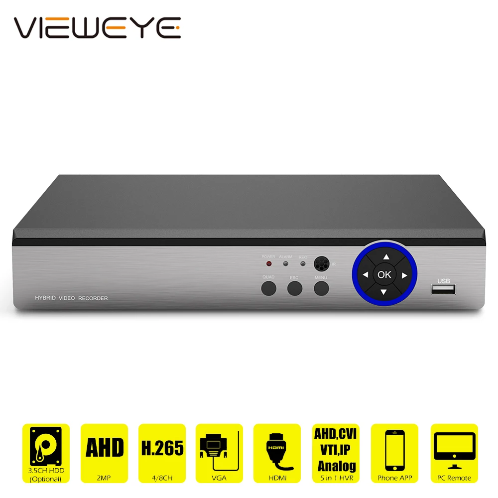 Металлический AHD 1080P 4CH 8CH CCTV DVR Mini 6IN1 для Kit VGA HDMI система безопасности NVR камеры 5 МП цифровой видеорегистратор