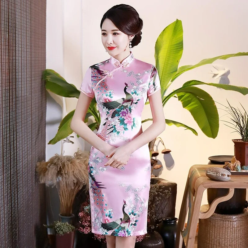New Hot Chinese Traditional Dress Print Flower Women Short Slim Cheongsam Sexy High Split Qipao-Women Rayon Bodycon Short Dress
New Hot Chinese Traditional Dress Print Flower Women Short Slim Cheongsam Sexy High Split Qipao-Women Rayon Bodycon Short Dress