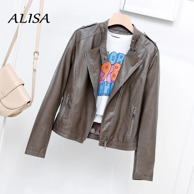 Women Leather Jacket Spring Autumn Fashion Stand-up Collar Pu Biker Moto Coats Ladies Streetwear Vintage Zipper Leather Jacket
Women Leather Jacket Spring Autumn Fashion Stand-up Collar Pu Biker Moto Coats Ladies Streetwear Vintage Zipper Leather Jacket