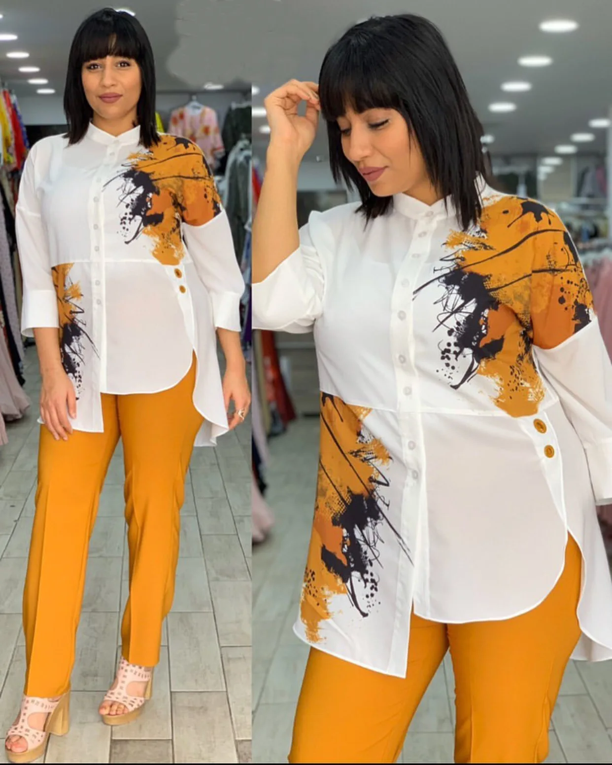 African 2 Piece Set Women Slim Solid Pants 3/4 Sleeve Stand collar Split Top 2020 Print Irregular Office Lady Suit Outfits
African 2 Piece Set Women Slim Solid Pants 3/4 Sleeve Stand collar Split Top 2020 Print Irregular Office Lady Suit Outfits