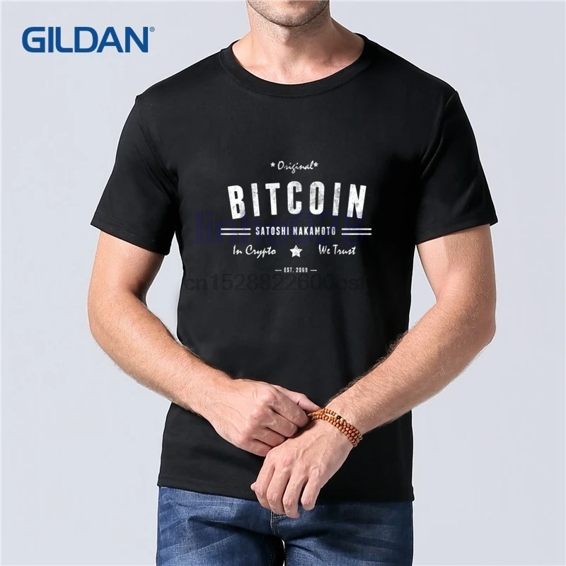 Биткоин оригинальный Satoshi Crypto логотип Футболка мужская белая футболка 2019 летняя