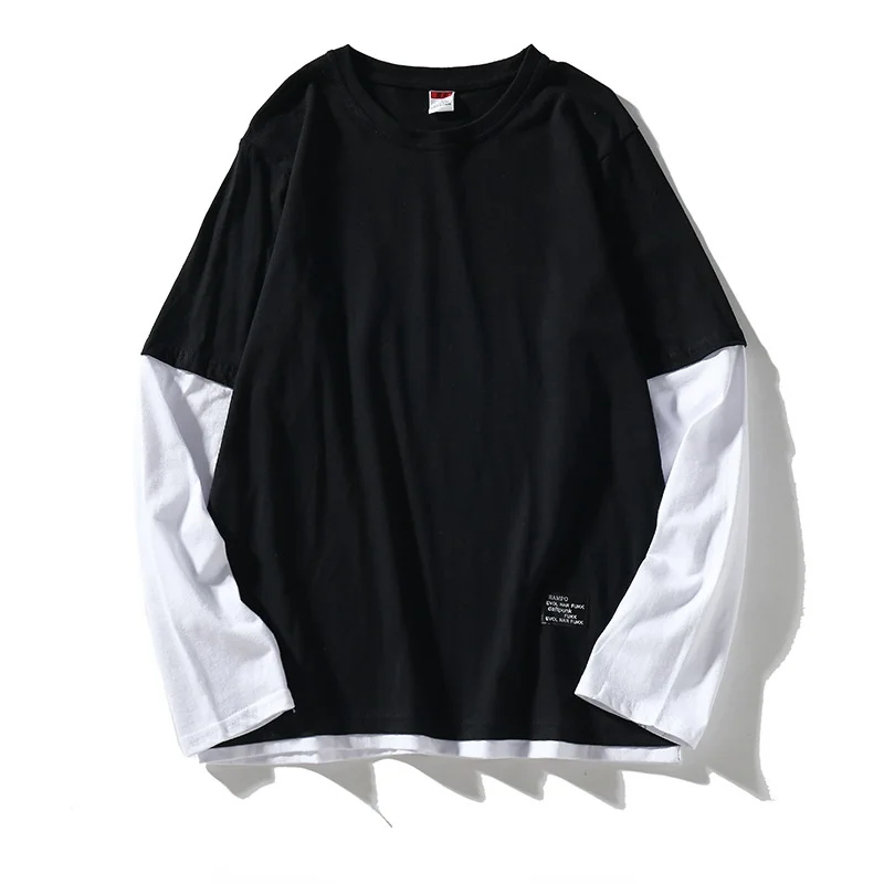 High Quality 2021 Autumn Spring Fashion Oversize Fake Two Pieces Tshirt Men's Long Sleeve Casual O Neck T-Shirt for Man TOP TEES
High Quality 2021 Autumn Spring Fashion Oversize Fake Two Pieces Tshirt Men's Long Sleeve Casual O Neck T-Shirt for Man TOP TEES