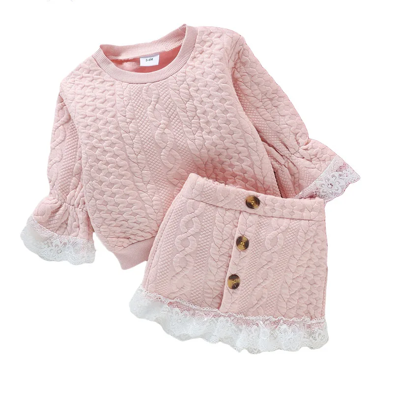 Kids Girls Knitting Clothing Sets Lace Trim Long Sleeve Pullover High Waist Skirt Button 2 Pieces Outfits Children Clothes Suit
Kids Girls Knitting Clothing Sets Lace Trim Long Sleeve Pullover High Waist Skirt Button 2 Pieces Outfits Children Clothes Suit