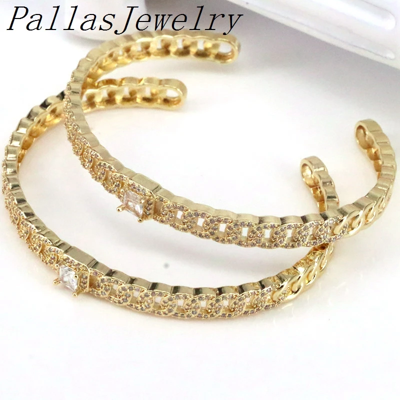 3Pcs Trendy elegant Women Girls Wedding Party Cuff Bangles Gold-Color Crystal CZ Curb Link Chain Bangles Bracelet Fashion Jewelr
3Pcs Trendy elegant Women Girls Wedding Party Cuff Bangles Gold-Color Crystal CZ Curb Link Chain Bangles Bracelet Fashion Jewelr