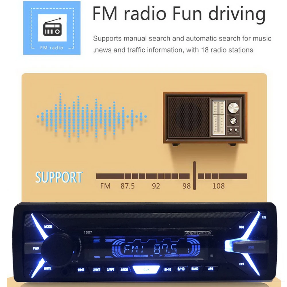 Car Stereo audio FM Radio MP3 Player USB /AUX-IN SD 1 DIN bluetooth music phone 1 DIN size RDS+
Car Stereo audio FM Radio MP3 Player USB /AUX-IN SD 1 DIN bluetooth music phone 1 DIN size RDS+