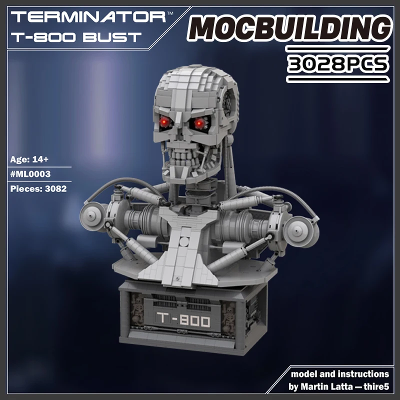 NEW Star Movie MOC Terminator T-800 bust MOC Wars Robot Series Building Blocks Bricks Kit Model DIY Education Toys Gift
NEW Star Movie MOC Terminator T-800 bust MOC Wars Robot Series Building Blocks Bricks Kit Model DIY Education Toys Gift