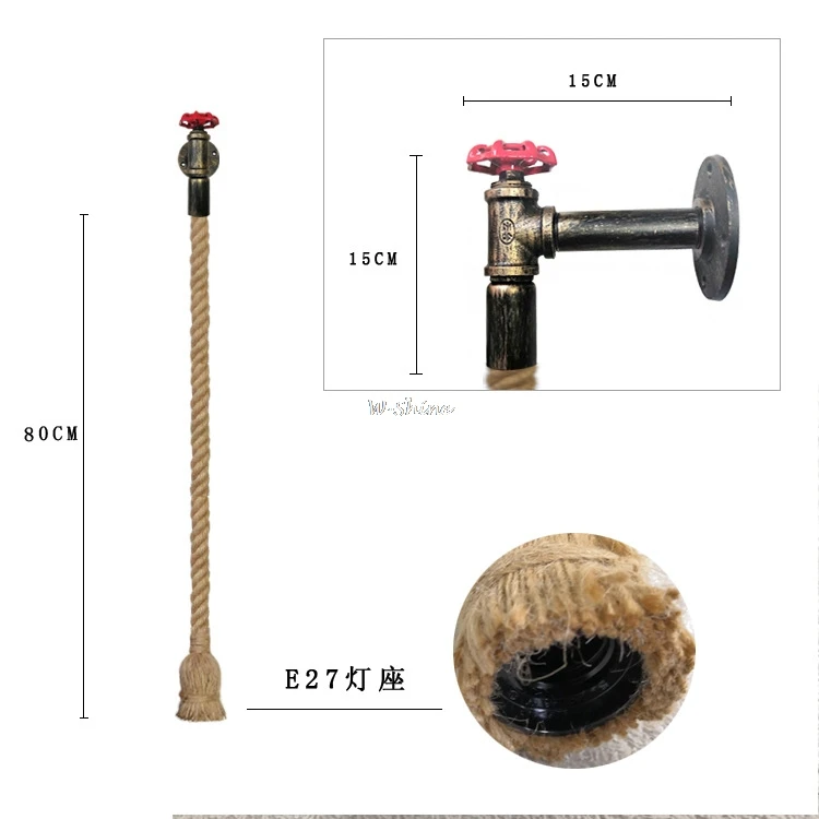 Vintage Wall Light Water Pipe Hemp Rope Wall Lamp E27 Retro Iron Wandlamp For Indoor Decor Antique Wall Sconce Light Fixture
Vintage Wall Light Water Pipe Hemp Rope Wall Lamp E27 Retro Iron Wandlamp For Indoor Decor Antique Wall Sconce Light Fixture