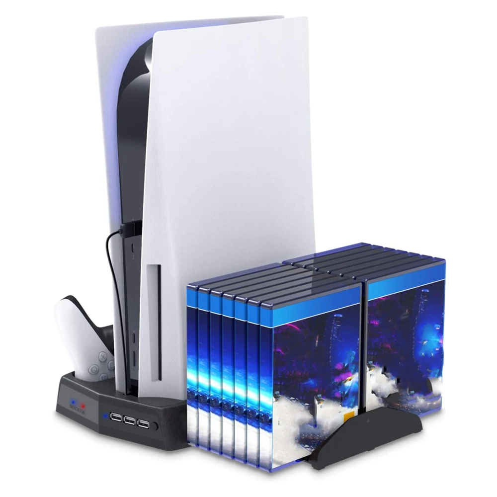Vertical Stand for Playstation 5 with Cooling Fan Charging Station for PS5 Digital Edition HD Console With Controller Charger
Vertical Stand for Playstation 5 with Cooling Fan Charging Station for PS5 Digital Edition HD Console With Controller Charger