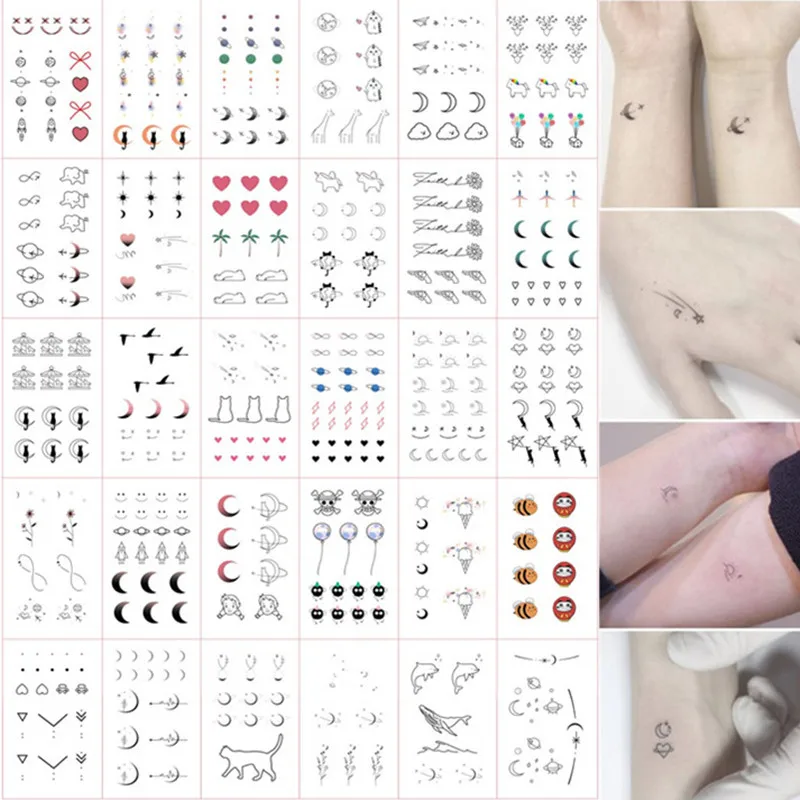 30pcs/set Temporary Tattoo Sticker Moon Cat Dolphin Sexy Small Tattoo for Woman Girl Hands Body Fake Tattoo Tatuajes Temporales
30pcs/set Temporary Tattoo Sticker Moon Cat Dolphin Sexy Small Tattoo for Woman Girl Hands Body Fake Tattoo Tatuajes Temporales