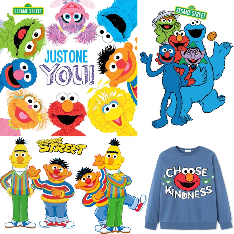 Мультяшные термоклейкие термонаклейки на одежду с изображением Улица Сезам, термоклейкие термонаклейки для одежды 
Мультяшные термоклейкие термонаклейки на одежду с изображением Улица Сезам, термоклейкие термонаклейки для одежды