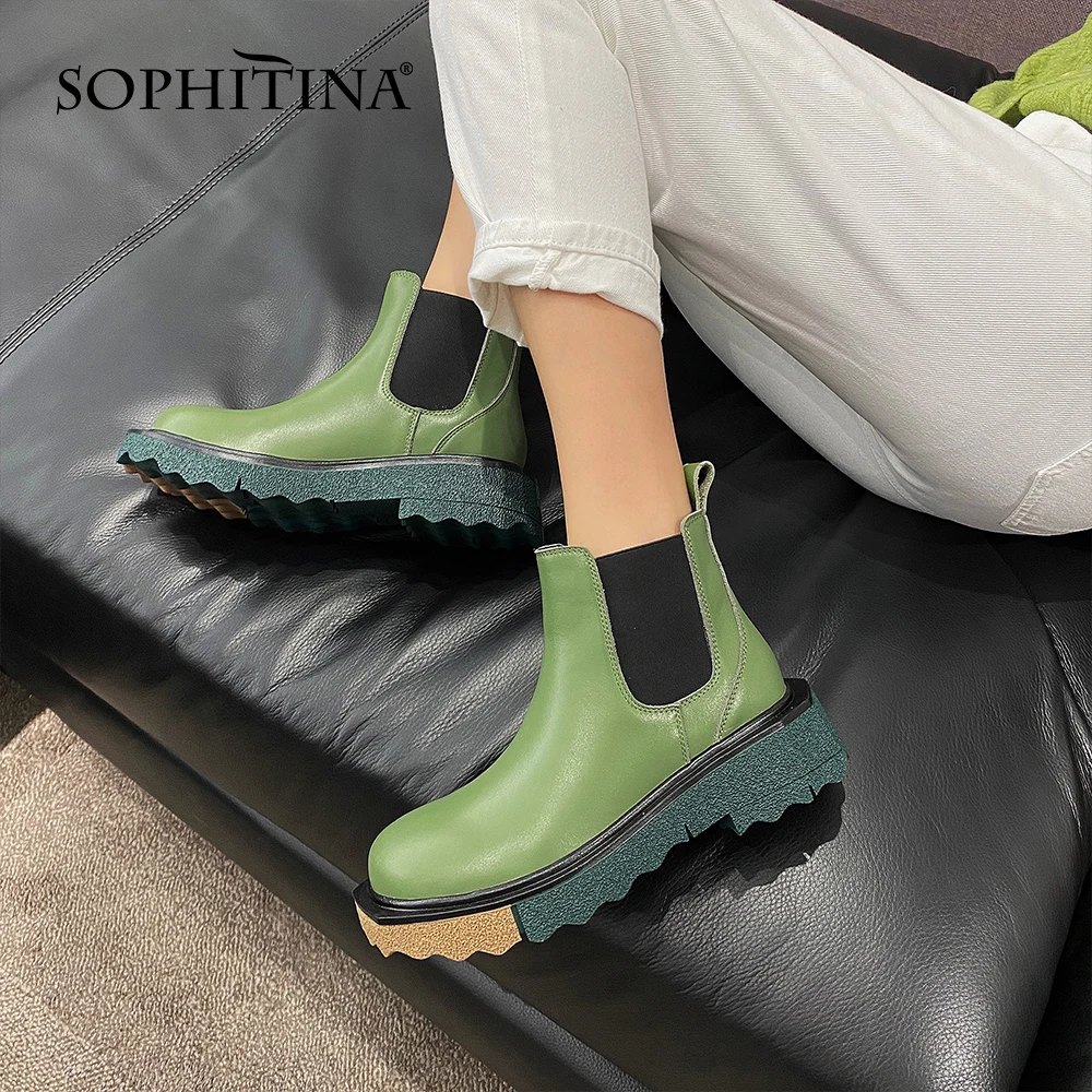 Женские ботинки челси SOPHITINA, универсальная обувь на платформе, без застежки, кожаные удобные повседневные ботильоны, YO32
Женские ботинки челси SOPHITINA, универсальная обувь на платформе, без застежки, кожаные удобные повседневные ботильоны, YO32