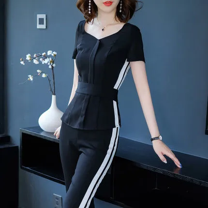 Striped Women Two Piece Outfits Summer Office Lady 2 Piece Office Set Women Ensemble Femme Deux Pieces Conjunto Feminino
Striped Women Two Piece Outfits Summer Office Lady 2 Piece Office Set Women Ensemble Femme Deux Pieces Conjunto Feminino