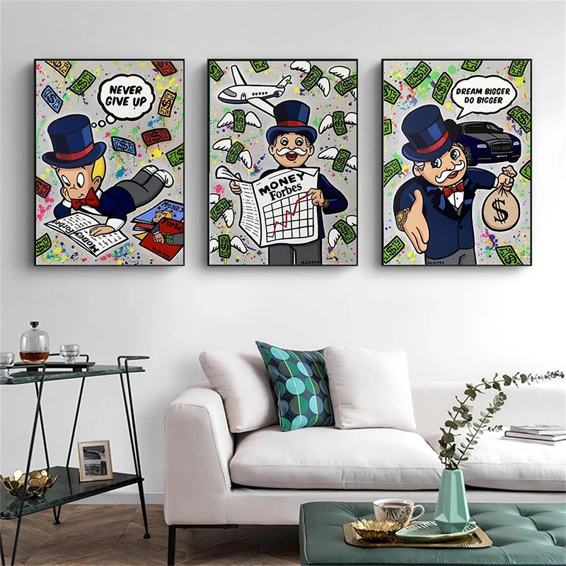 Graffiti Street Pop Art Canvas Painting Alec Monopoly And Kids Money Print Poster Wall Picture For Living Room Home Decoration
Graffiti Street Pop Art Canvas Painting Alec Monopoly And Kids Money Print Poster Wall Picture For Living Room Home Decoration