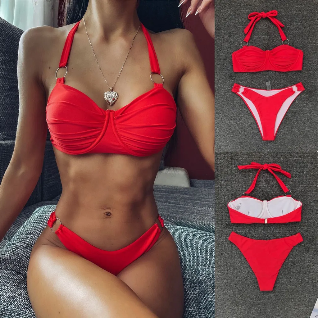 Women Bikini Solid Swimsuit Strappy Brazilian Bikini Sets Two Piece Swimwear Bathing Swimming Suit Beach Swim Biquini Mujer 2020
Women Bikini Solid Swimsuit Strappy Brazilian Bikini Sets Two Piece Swimwear Bathing Swimming Suit Beach Swim Biquini Mujer 2020