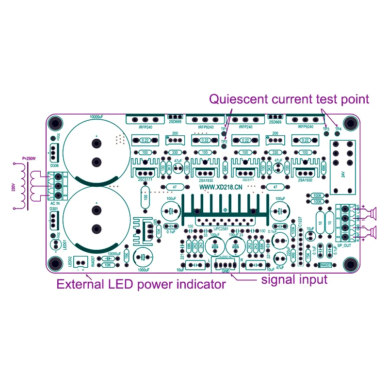 HIFI 2.0 125W+125W A1943/C5200 IRFP9240/IRFP240 power amplifier board with UPC1237 speaker protection circuit T0573
HIFI 2.0 125W+125W A1943/C5200 IRFP9240/IRFP240 power amplifier board with UPC1237 speaker protection circuit T0573