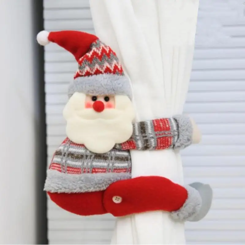 

Christmas Cartoon Doll Curtain Buckle Clip Holdback Snowman Doll r Santa Claus Elk Windows Christmas Curtain Decor for Home