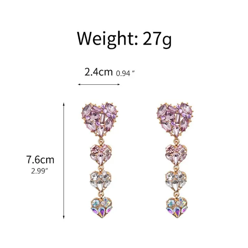 Shiny Sweet Purple Pink Crystal Love Heart Drop Earrings Full Pave Earrings Women Fashion Holiday Party Jewelry
Shiny Sweet Purple Pink Crystal Love Heart Drop Earrings Full Pave Earrings Women Fashion Holiday Party Jewelry