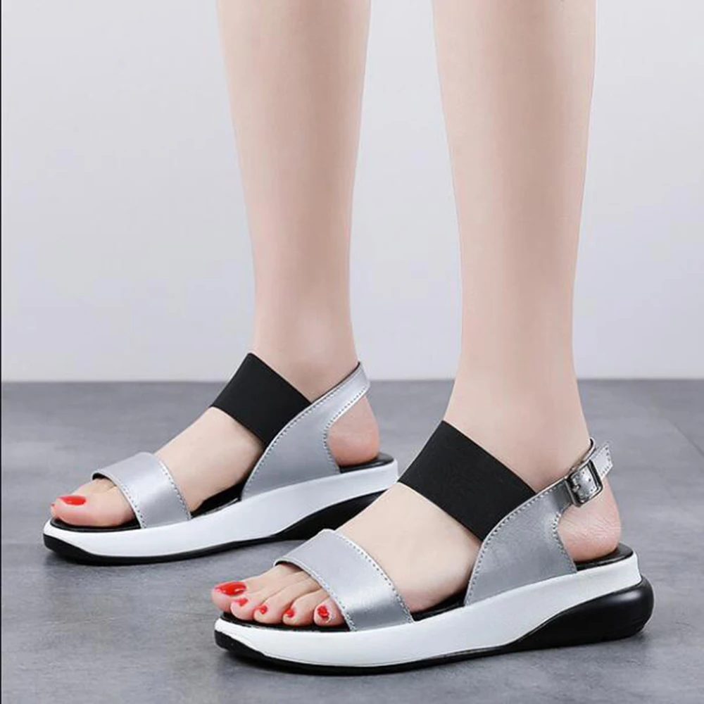 MVVJKE Shock Absorption Sandals Women Cowhide Wedges Summer Flat Sandals Ladies Comfortable Non-slip Shoes Black Size 35-40
MVVJKE Shock Absorption Sandals Women Cowhide Wedges Summer Flat Sandals Ladies Comfortable Non-slip Shoes Black Size 35-40