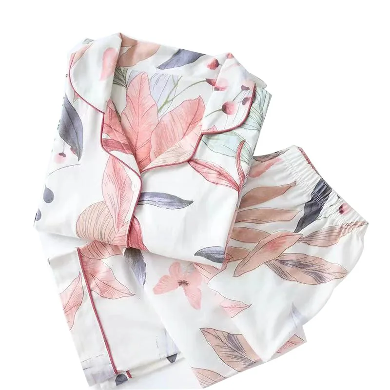 2021 Spring Leaves Printed Women's Pajama Cotton Plus Size Two-piece Set Brief Fashion Long Sleeve Home Clothes Female Sleepwear
2021 Spring Leaves Printed Women's Pajama Cotton Plus Size Two-piece Set Brief Fashion Long Sleeve Home Clothes Female Sleepwear