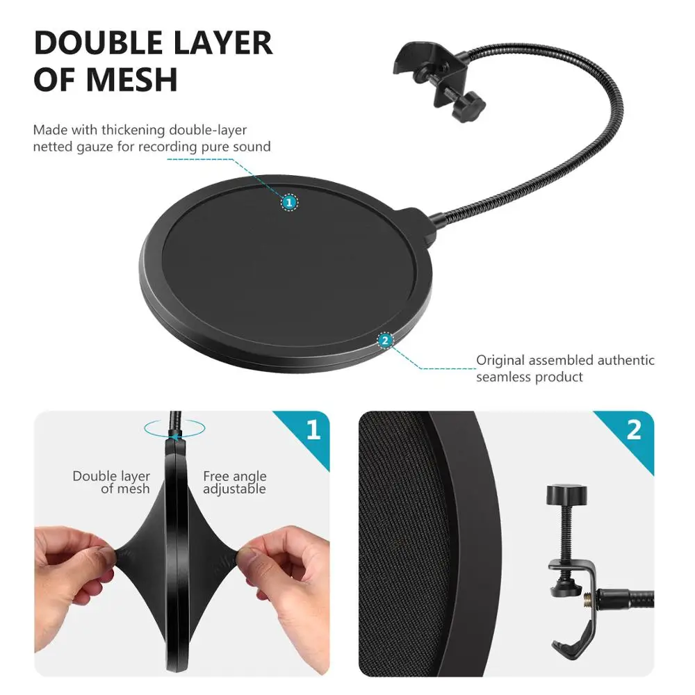 Поп-фильтр для микрофона Neewer защитная маска совместимая с Blue Yeti и любым другим