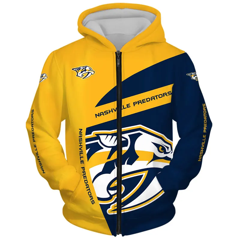 Nashville men's Fashion Long Sleeve 3D Predators Zip Hoodies Fun Stitching Cartoon Tiger Print Sweatshirt
Nashville men's Fashion Long Sleeve 3D Predators Zip Hoodies Fun Stitching Cartoon Tiger Print Sweatshirt