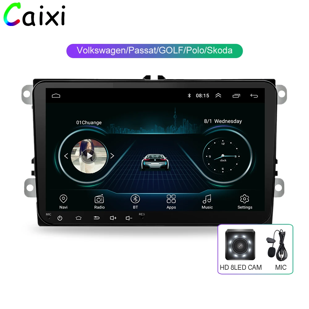 Автомагнитола CAIXI 9 ''с GPS навигацией Android 8 1 мультипликатор для VW Volkswagen SKODA GOLF5