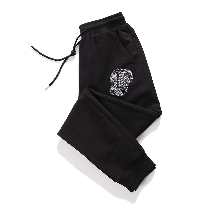 Harem Pants For Women Hat Drilling Rhinestone Loose Sport Trousers Cotton Drawstring Waist Black Bottoms Spring Plus Size P102
Harem Pants For Women Hat Drilling Rhinestone Loose Sport Trousers Cotton Drawstring Waist Black Bottoms Spring Plus Size P102