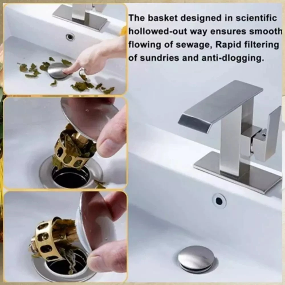 Luxury Sink Up Drain Stopper Basin Bathroom Lavatory Kitchen Bathtub Accessories Cap Washbasin Plug Brass Gold
Luxury Sink Up Drain Stopper Basin Bathroom Lavatory Kitchen Bathtub Accessories Cap Washbasin Plug Brass Gold