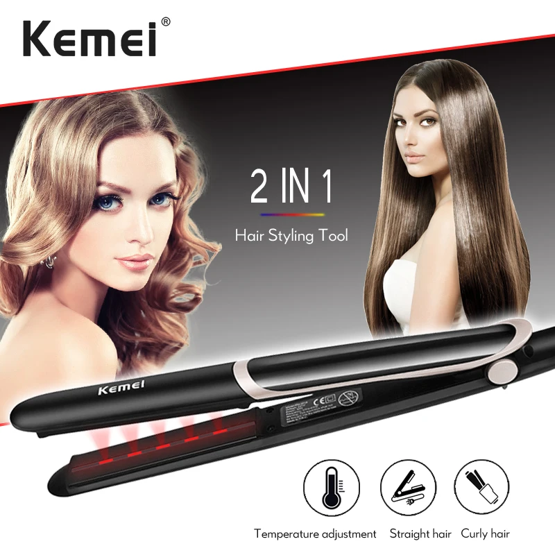 Professional 2 In 1 Hair Straightener Curler Flat Iron Negative Ion Straightening Curling Iron with LED Display Corrugated Curl
Professional 2 In 1 Hair Straightener Curler Flat Iron Negative Ion Straightening Curling Iron with LED Display Corrugated Curl