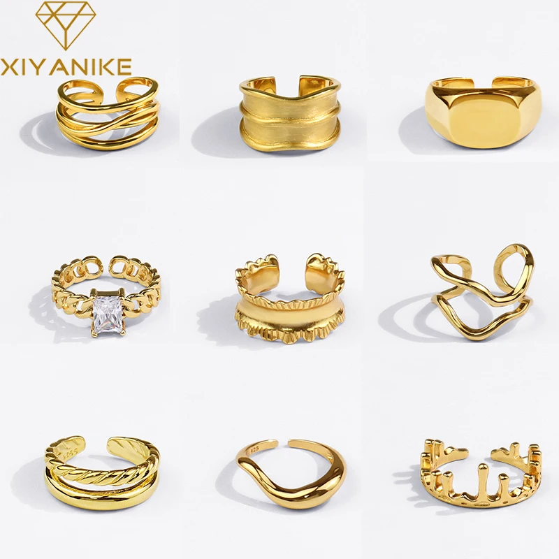 GoldriaE 925 Sterling Silver Gold Color Geometry Heart Engagement Open Finger Ring For Women Gift Anillos Mujer Party Jewelry
GoldriaE 925 Sterling Silver Gold Color Geometry Heart Engagement Open Finger Ring For Women Gift Anillos Mujer Party Jewelry